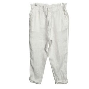 Free People White Linen High Waisted Pants